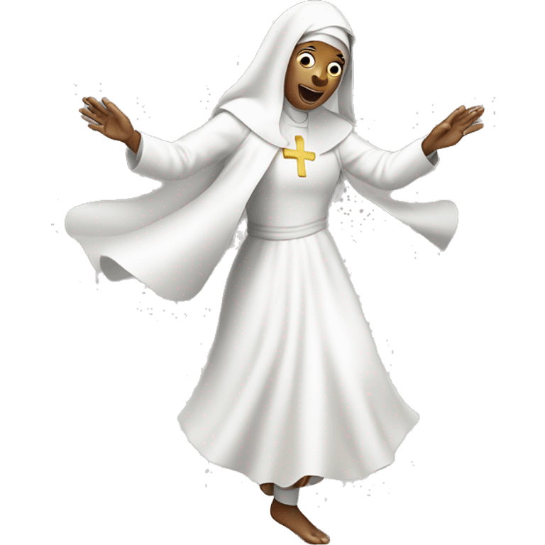 white Nun dancing  emoji