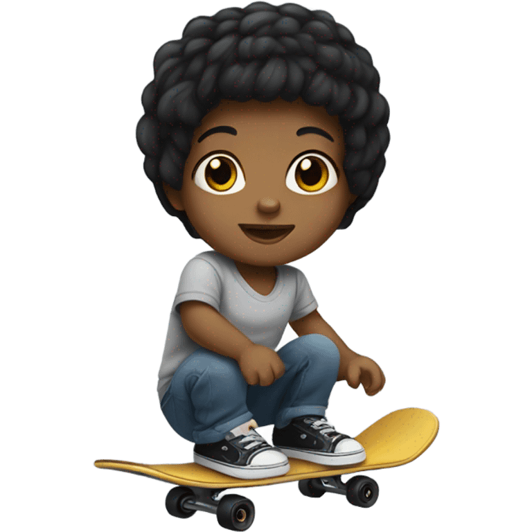 Baby on a skateboard  with dark hair  emoji