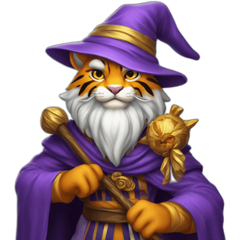 mature stern tiger wizard with staff emoji