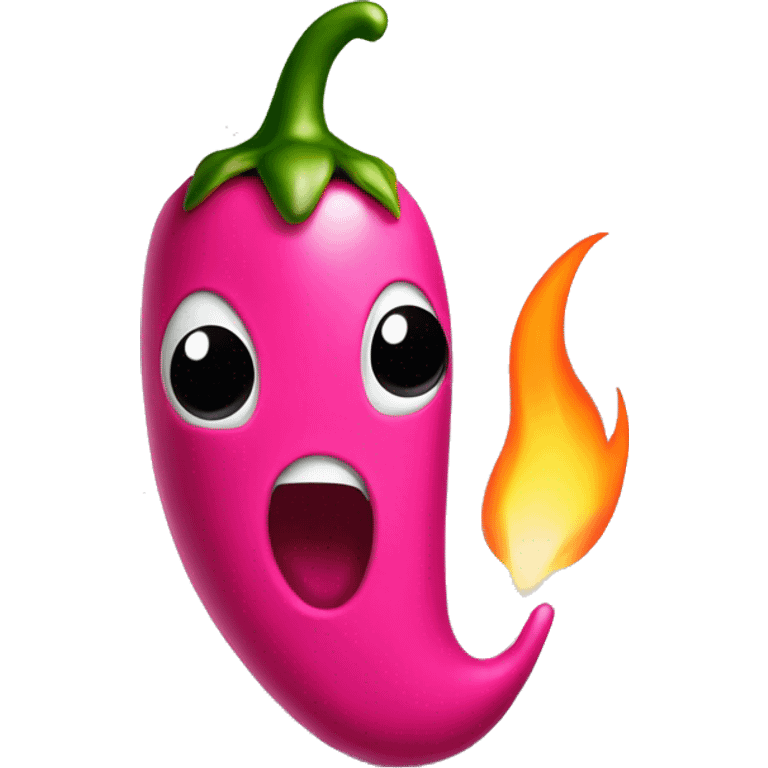 hot pink chili pepper with flame emoji