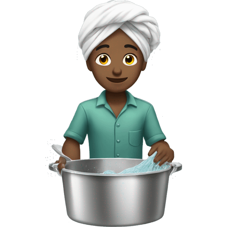 Turban boy washing dishes  emoji