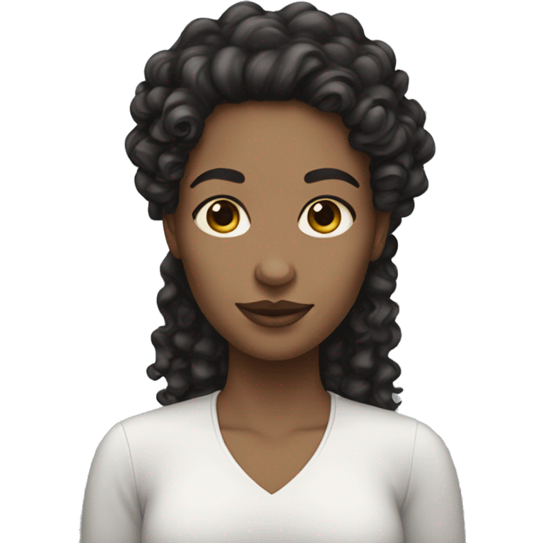 woman white skin long dark curly hair emoji