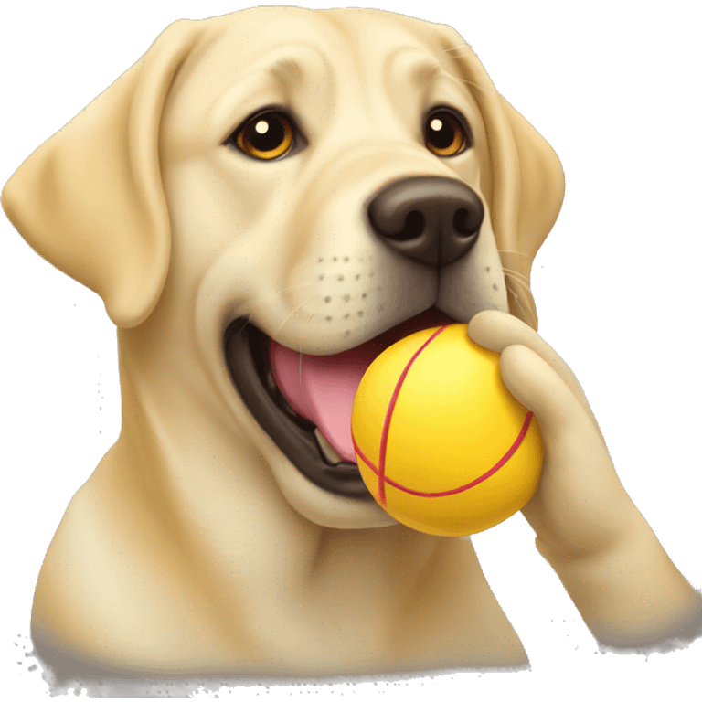 Yellow lab chewing a toy emoji