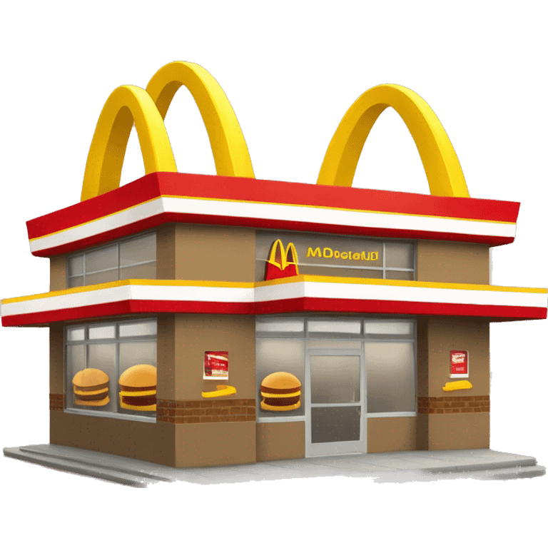 “McDonald’s store with the iconic golden arches, a red and yellow color scheme, and a simple, recognizable design that captures the essence of a fast food restaurant.” emoji