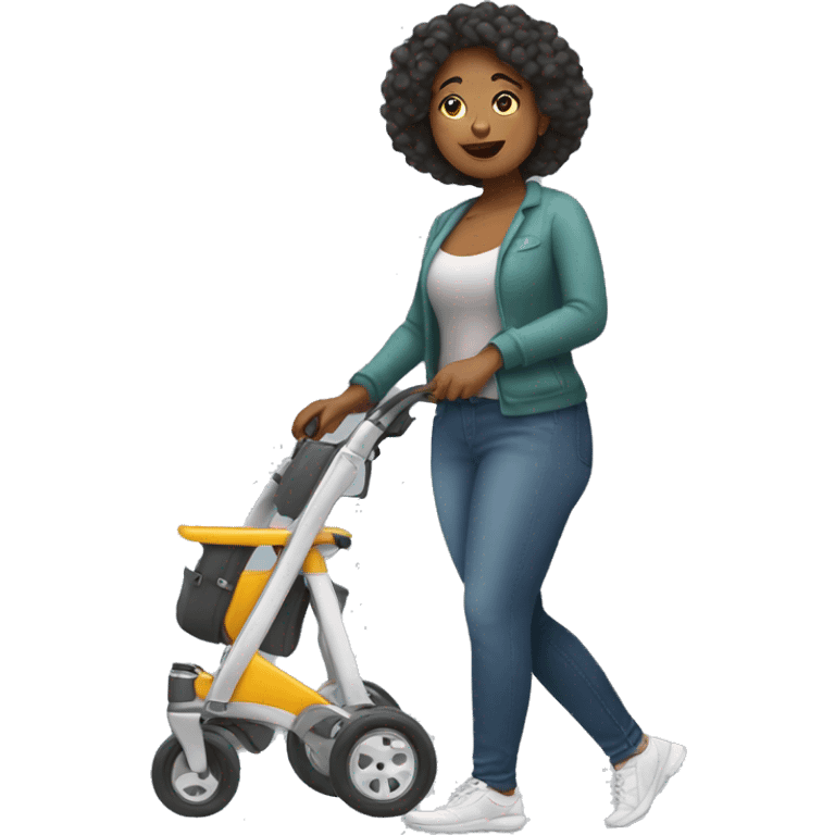 Young curvy woman with rollator emoji