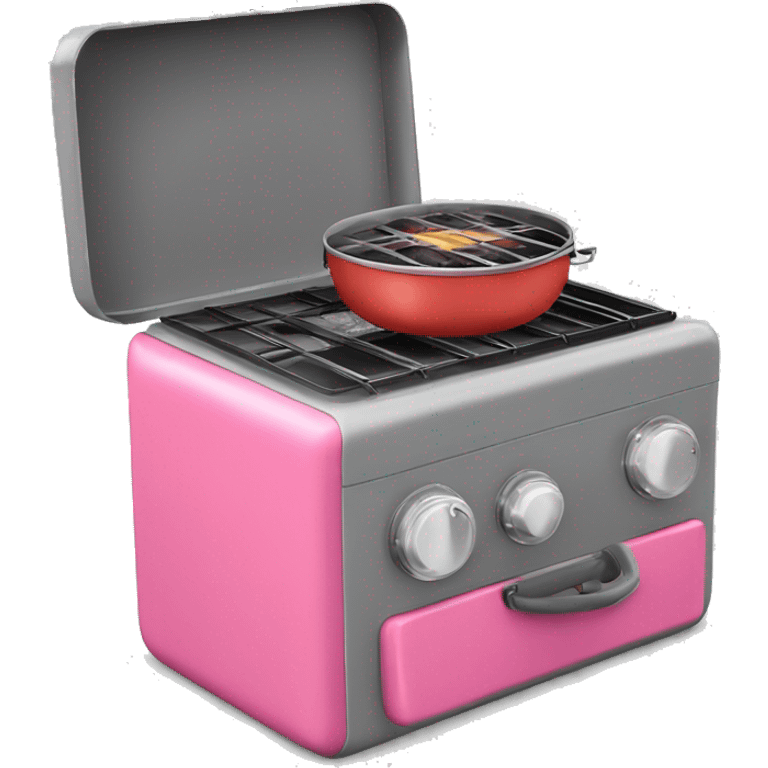 Realistic portable pink and gray outside camping stove isolated   emoji