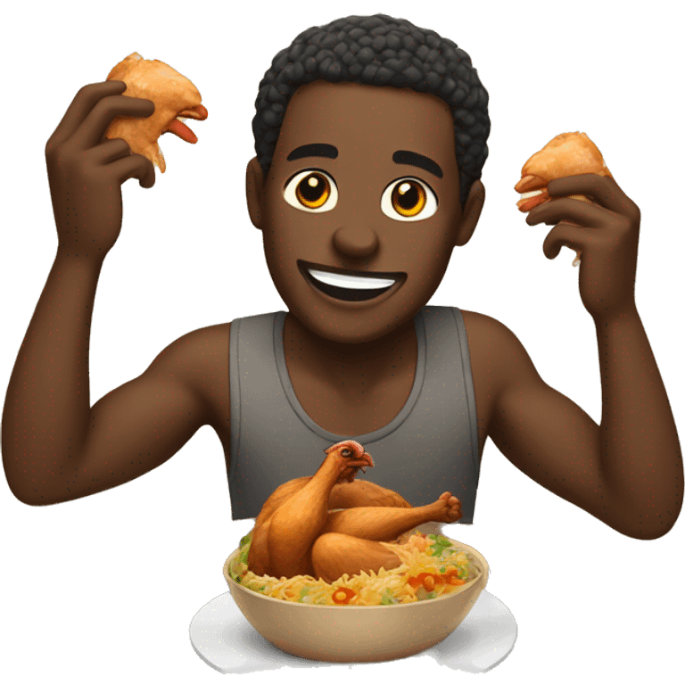 african male enjoying chicken emoji