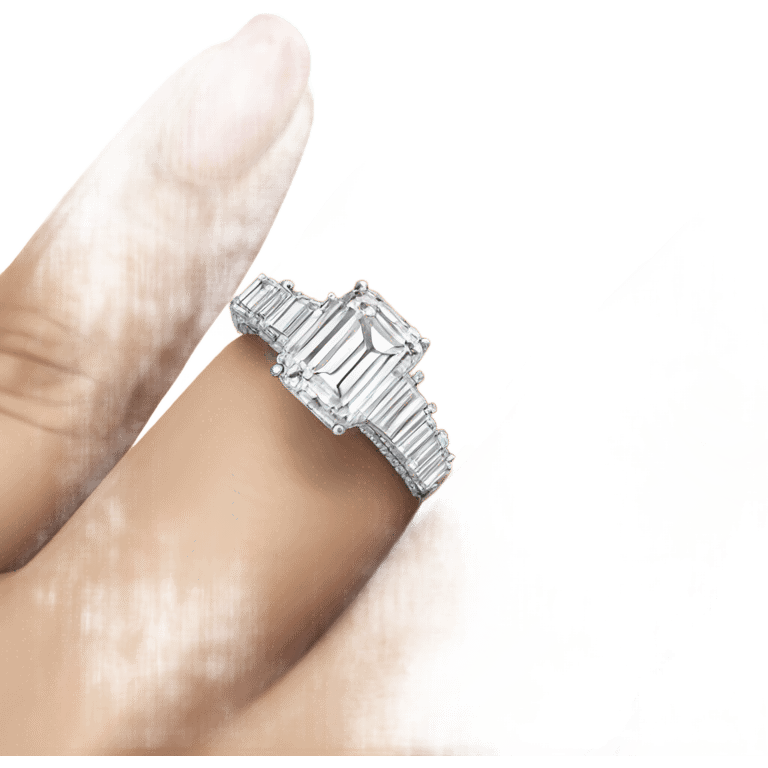 Emerald cut engagement ring on hand emoji