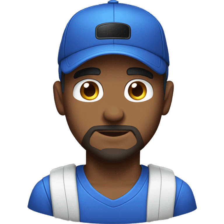 Male video gamer blue cap goatee brown eyes emoji