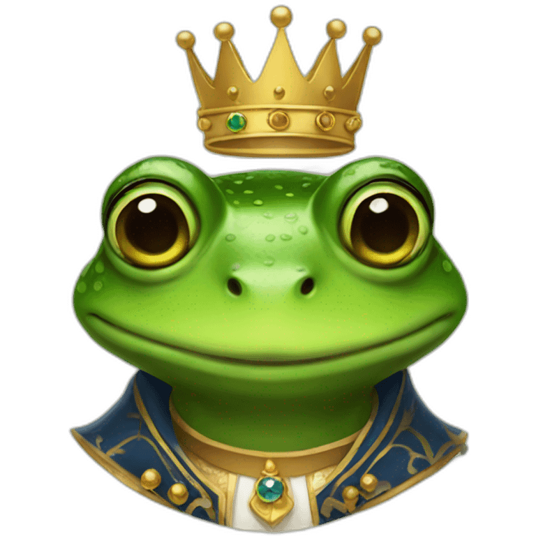 a frog portrait wearing king outfit emoji