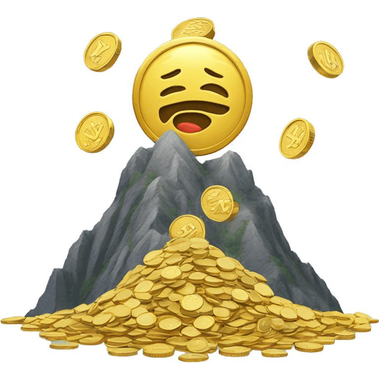 coins falling on a mountain of coins emoji