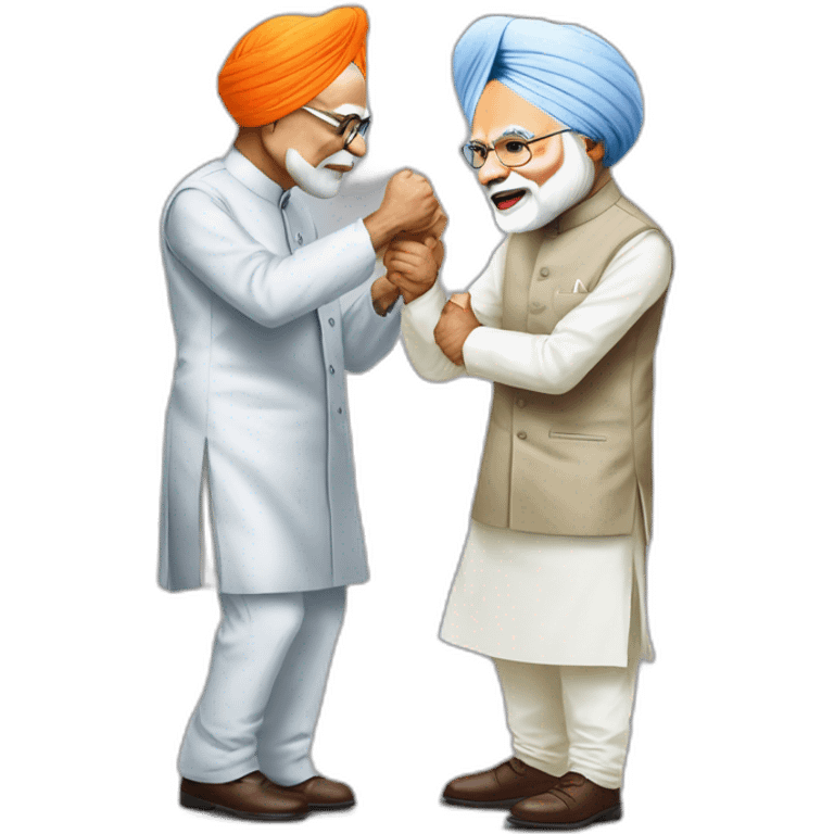 Dr manmohan singh and Narendra Modi fighting emoji