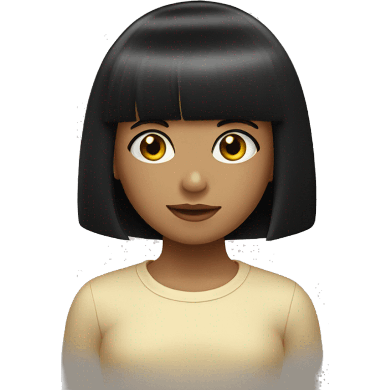 young girl, black bob haircut with bangs, fair skin emoji