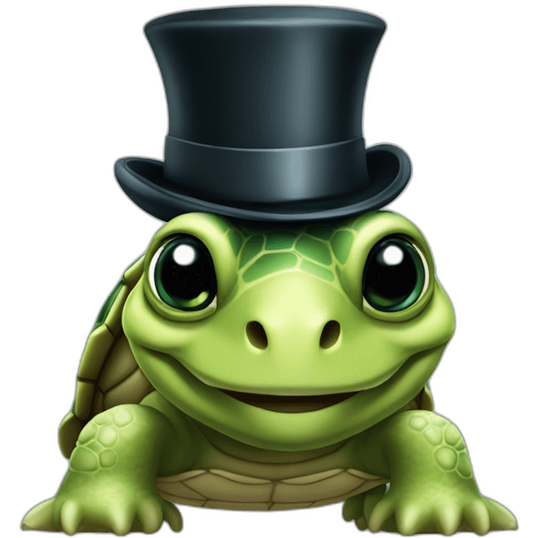 Turtle wearing a top hat and a monocle emoji