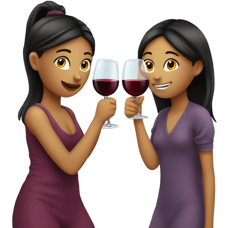 Two girls drinking wine wearing slippers ￼ emoji