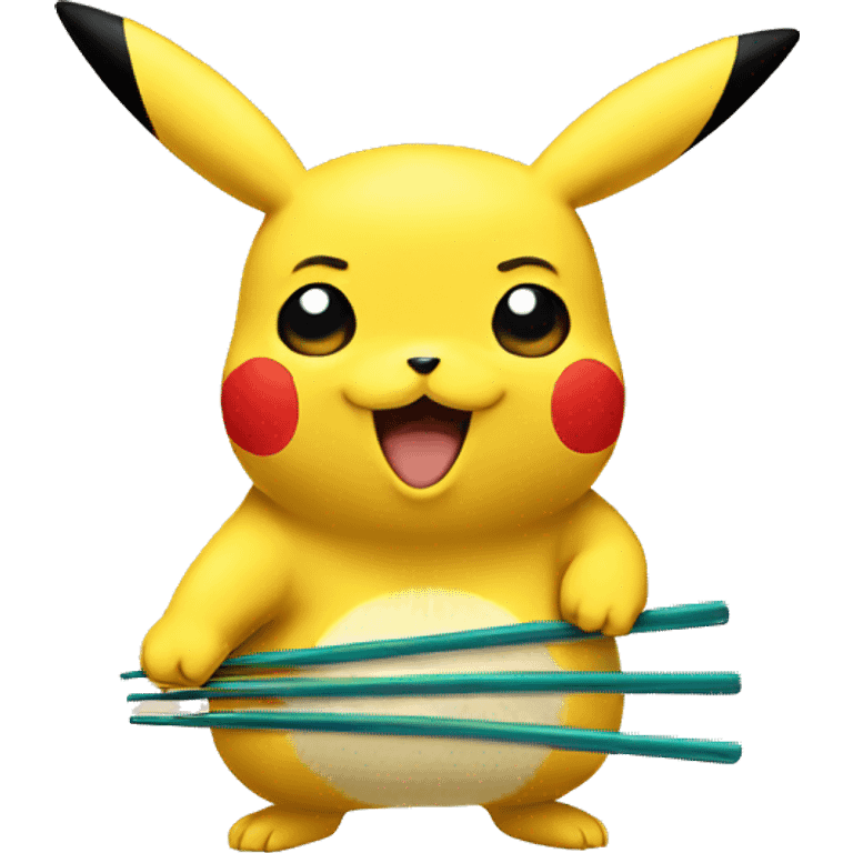 Pikachu with chopsticks  emoji