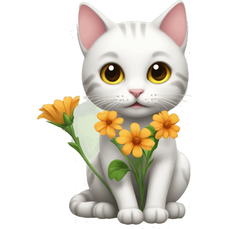 Cat with a flower emoji