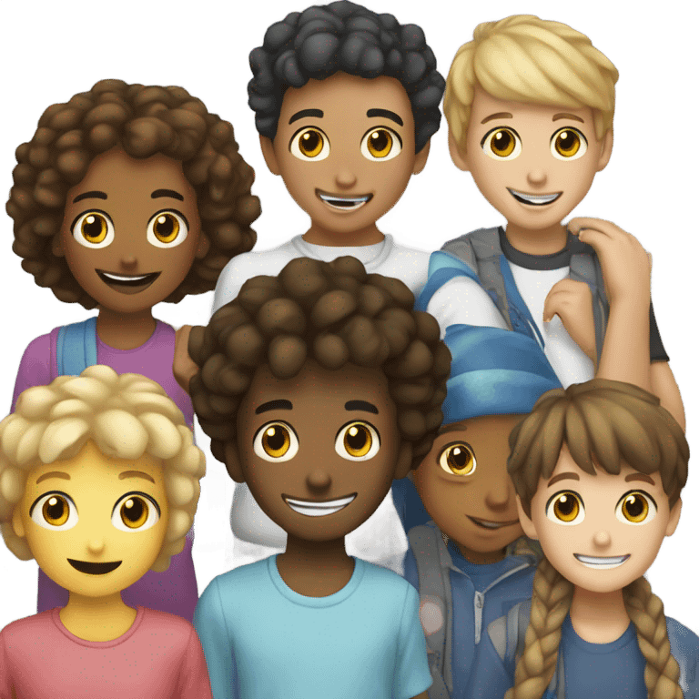 5 white entity happy kids friends emoji