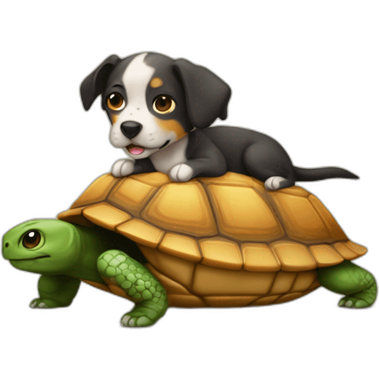 Chien sur chat sur tortue emoji