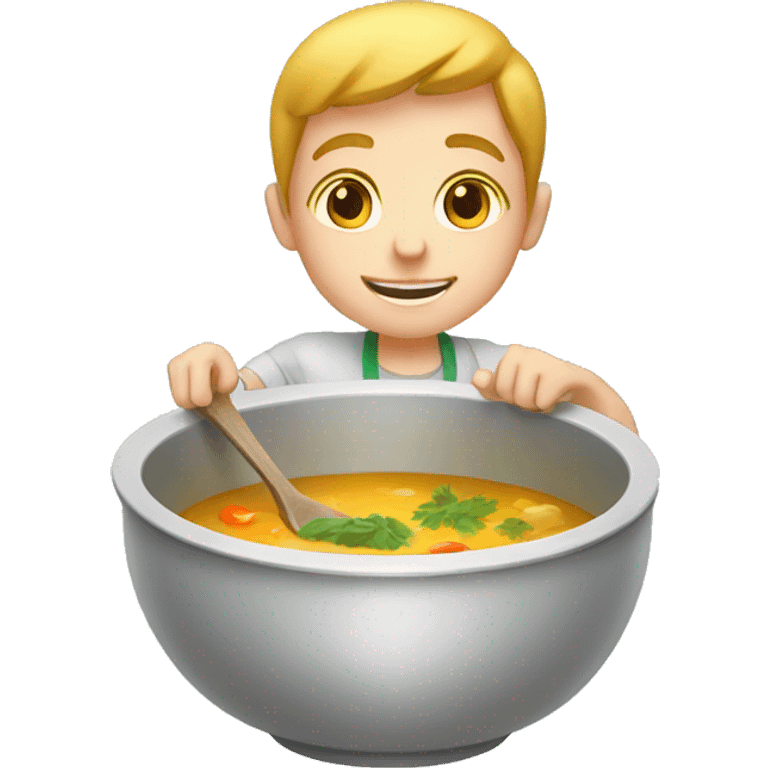 white kid making bowl of soup emoji