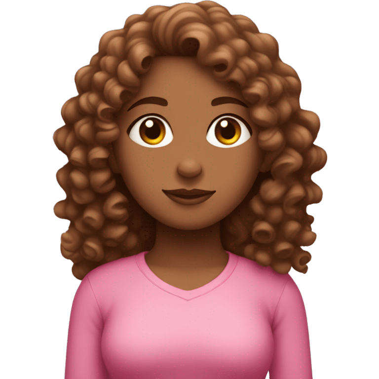 Curly girl with brown hair meditation pink clothes  emoji