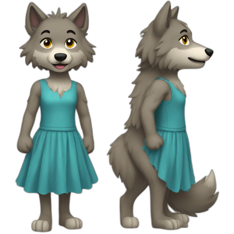 Wolf in dress fullbody emoji