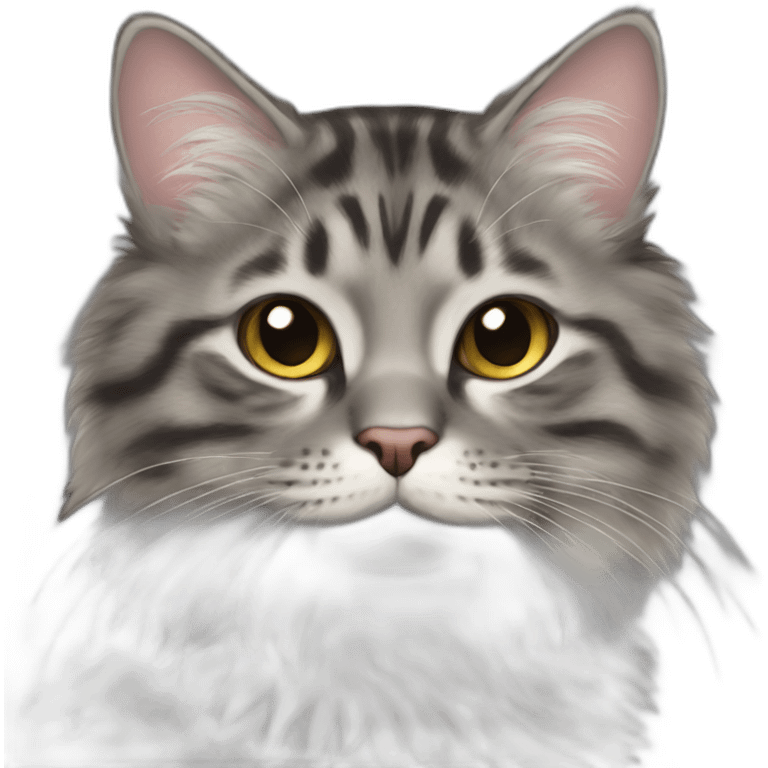 fluffy grey patched tabby coated cat emoji