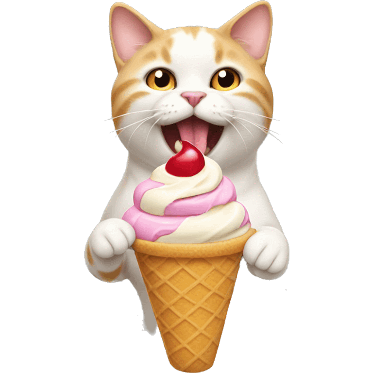 buff cat eating ice cream emoji