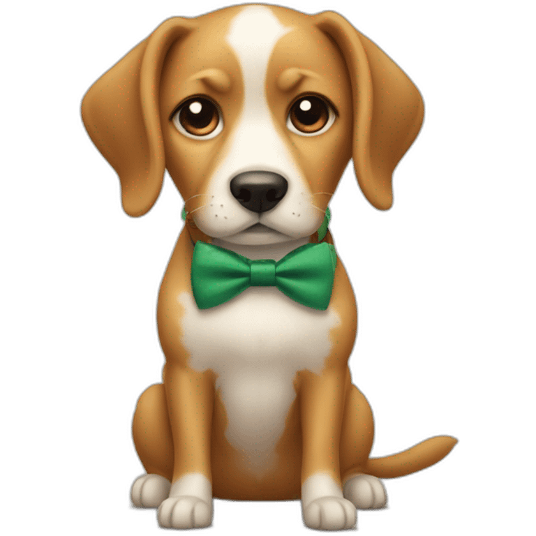 A dog with the bowtie eating an apple emoji