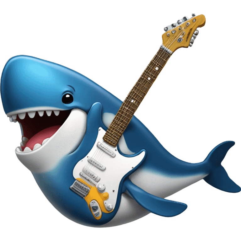 Whale playing an electric guitar emoji