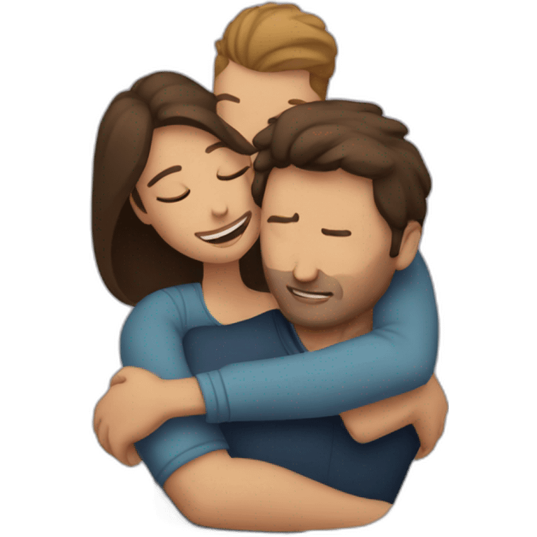 A man hugging a women emoji