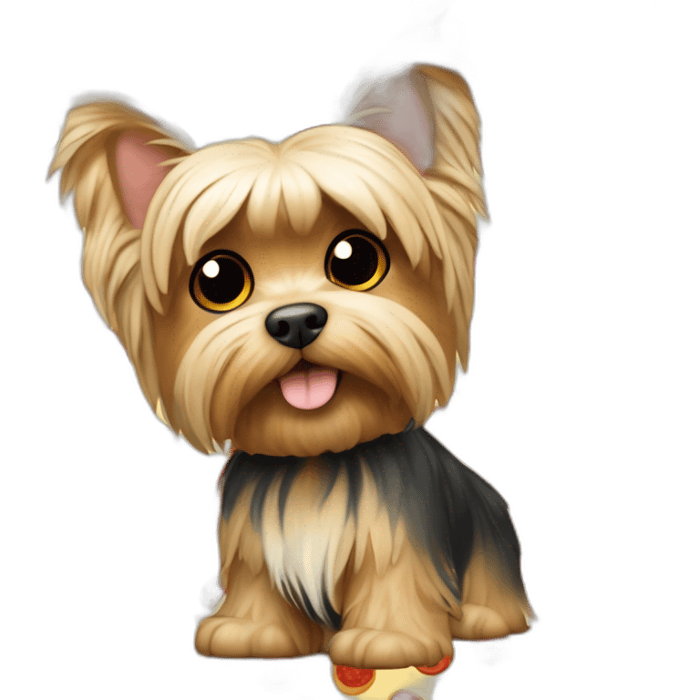 Yorkshire terrier qui a des pizza dans les pattes emoji