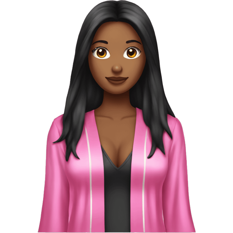 Long Black hair Pink victoria secret robe emoji