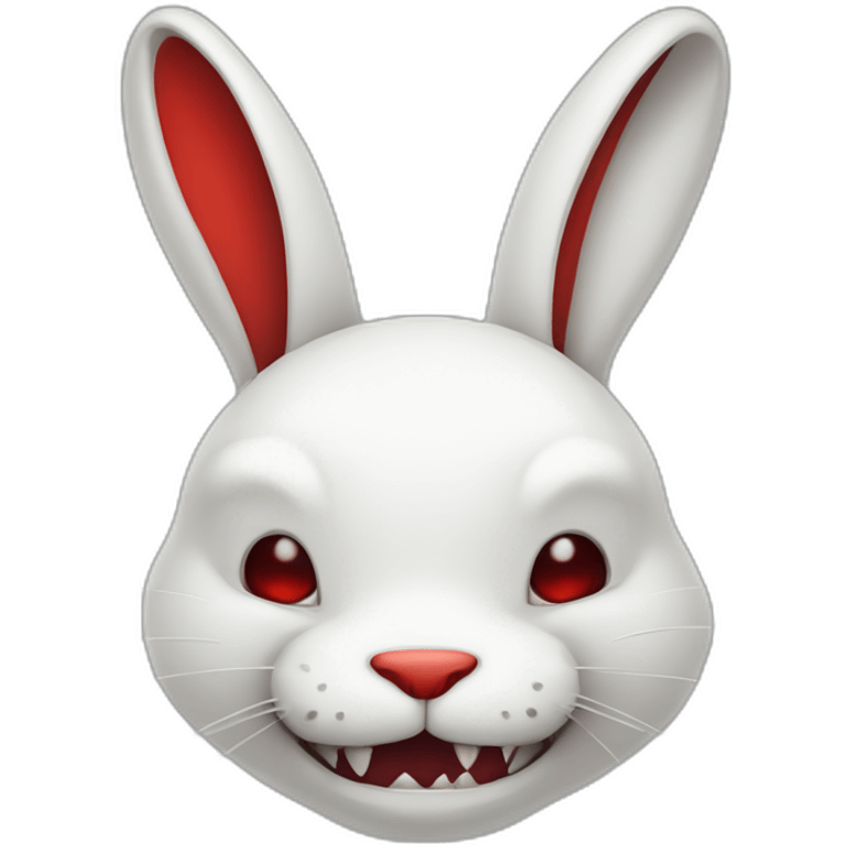 evil white rabbit with sharp fangs with red around mouth emoji