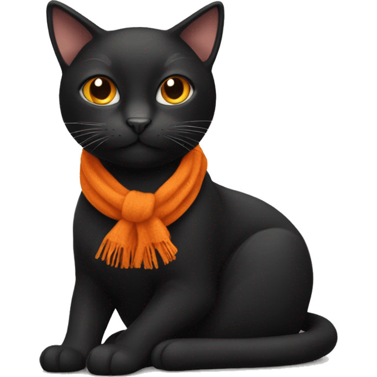 Black cat with orange scarf emoji