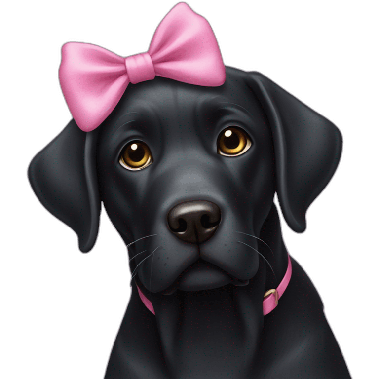 old black labrador with pink bow emoji