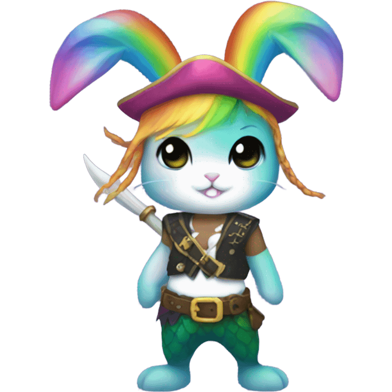 Rainbow mermaid bunny pirate emoji