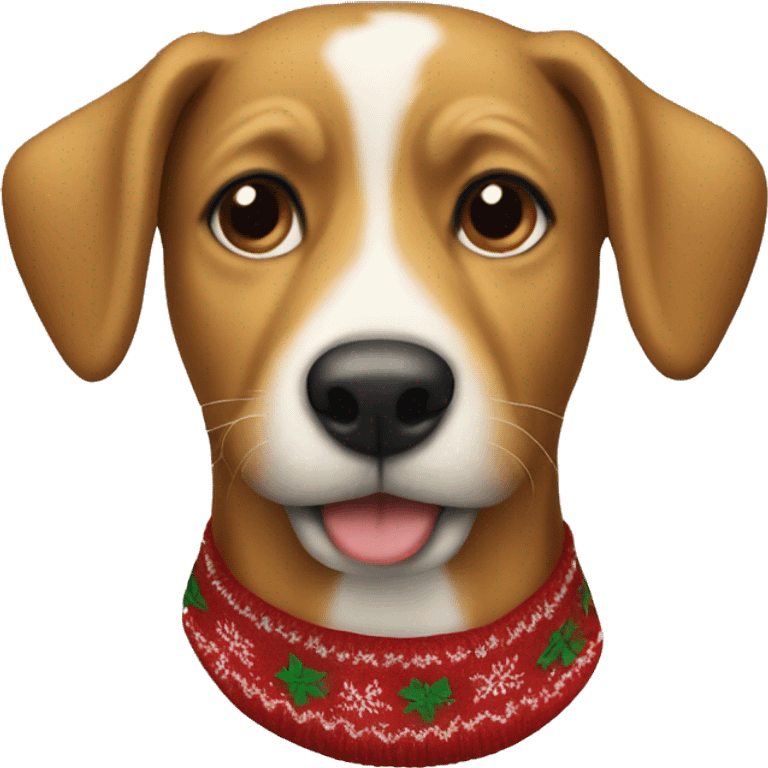 dog wearing a christmas sweater emoji