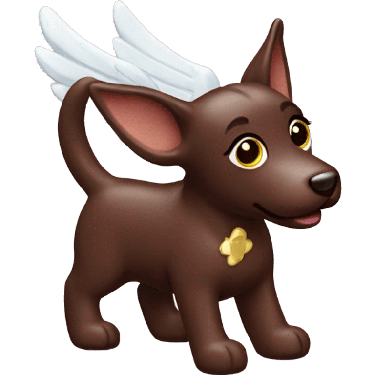 kelpie dog chocolate with angel halo emoji