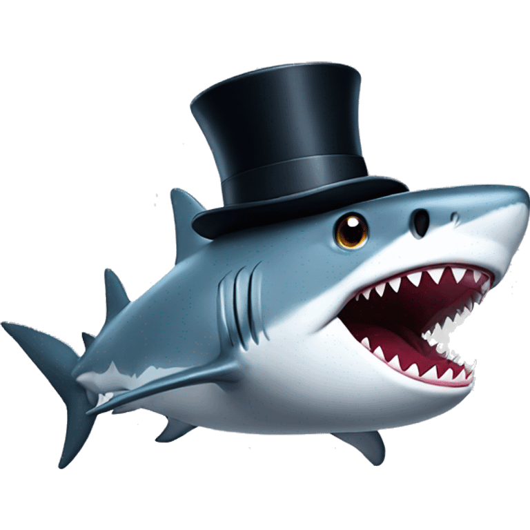 Shark with a top hat emoji