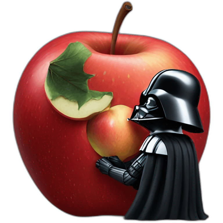 Darth Vader kissing a giant apple emoji