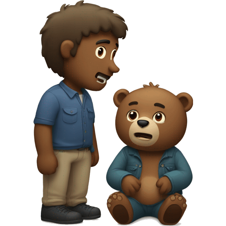 A bear talking with man emoji