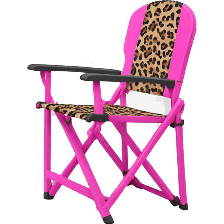 Realistic hot pink and leopard print outdoor folding chair. emoji