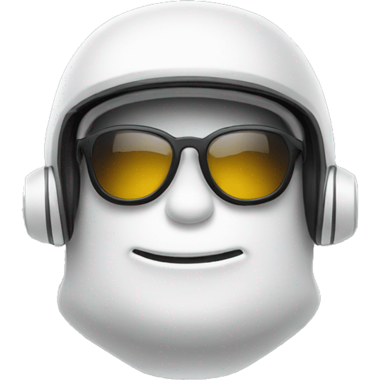 Bonhomme avec un casque et des lunettes swag et un sourire en coin emoji