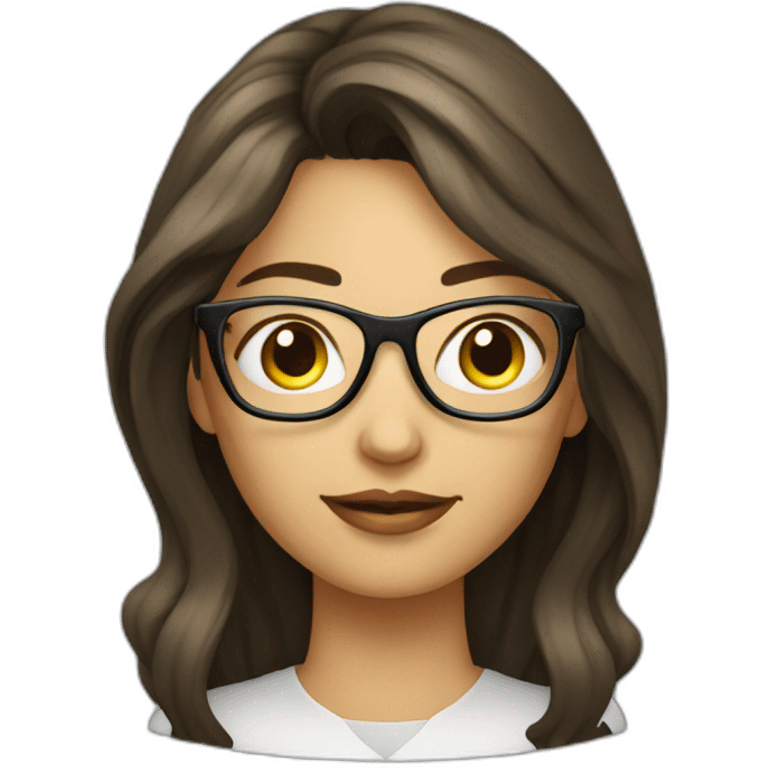 young woman designer computer with glasses emoji