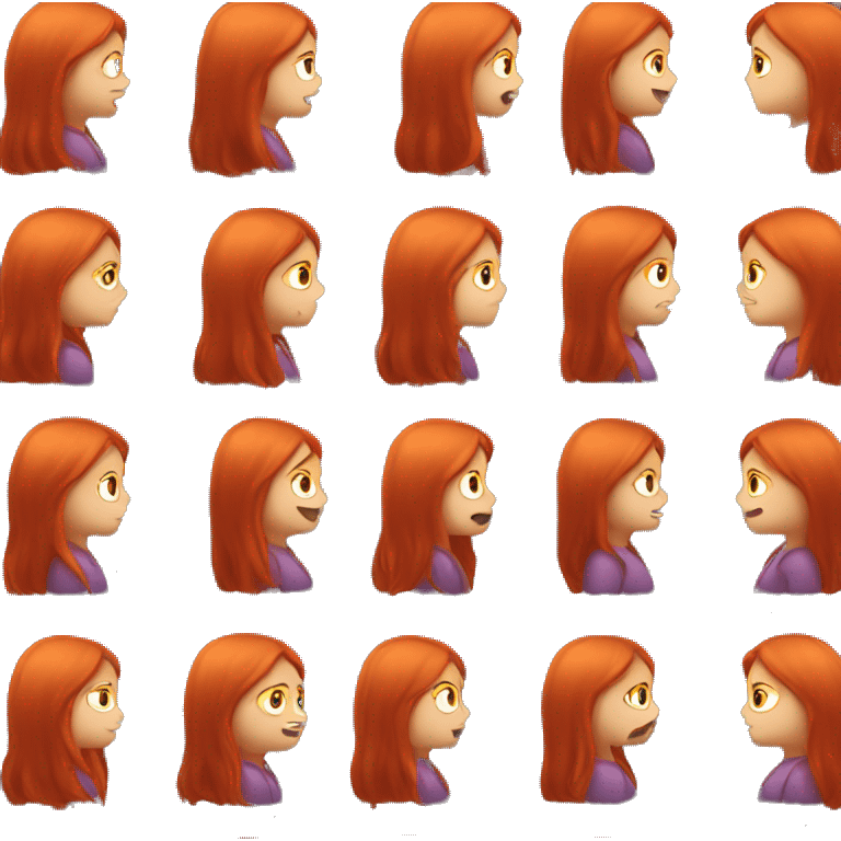 Red long hair girl playing cool emoji