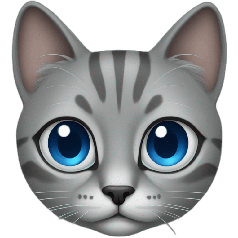 Grey siamoia cat with bleu eyes emoji