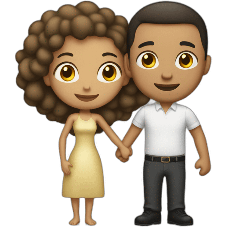 Tall lightskin man with champagne, hugging short lightskin woman emoji