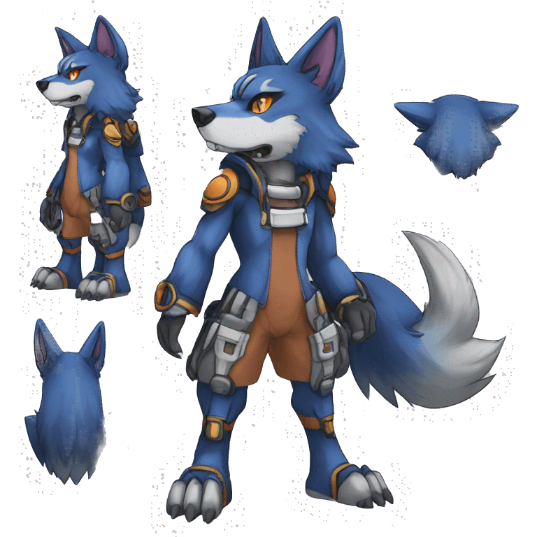  Cool Edgy Colorful Anthro War-Digimon-Fakemon-Wolf with edgy markings full body emoji