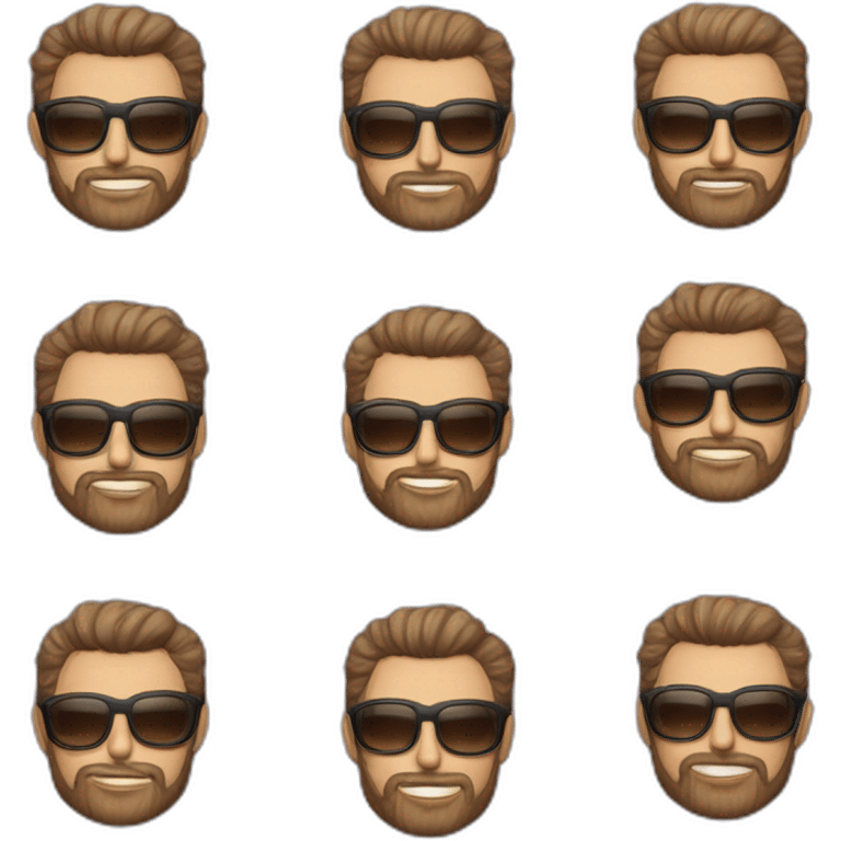 Hombre de cincuenta años  con barba y pelo corto muy canoso con gafas sin marco y con barba corta emoji